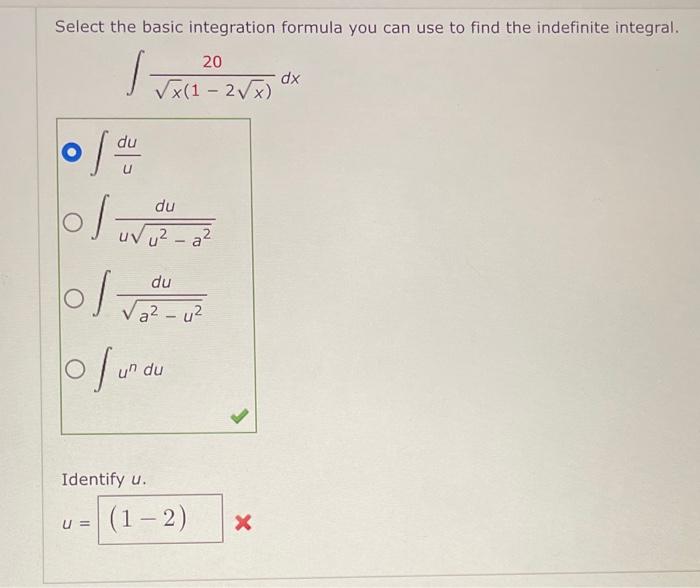 Solved Select the basic integration formula you can use to | Chegg.com