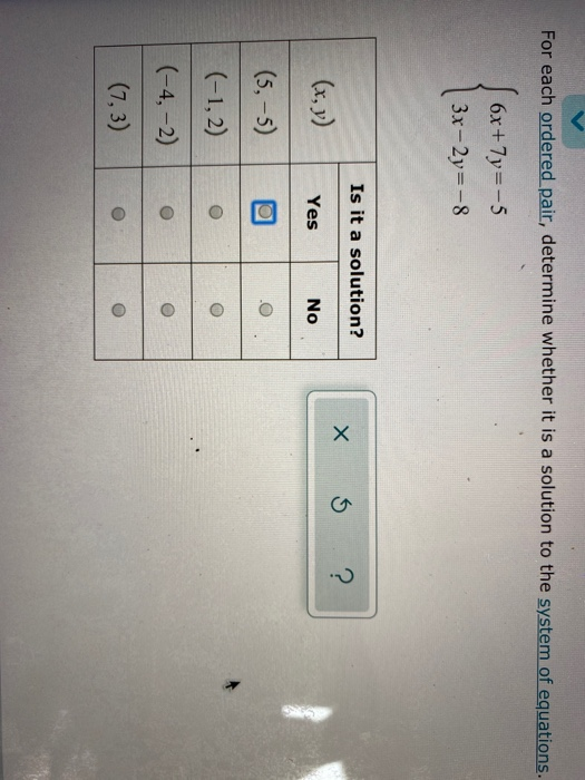 Solved For each ordered pair, determine whether it is a | Chegg.com