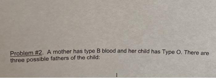 Solved Problem #2. A Mother Has Type B Blood And Her Child | Chegg.com