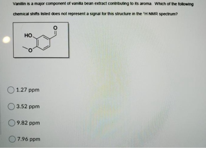Solved Vanillin Is A Major Component Of Vanilla Bean Extract | Chegg.com