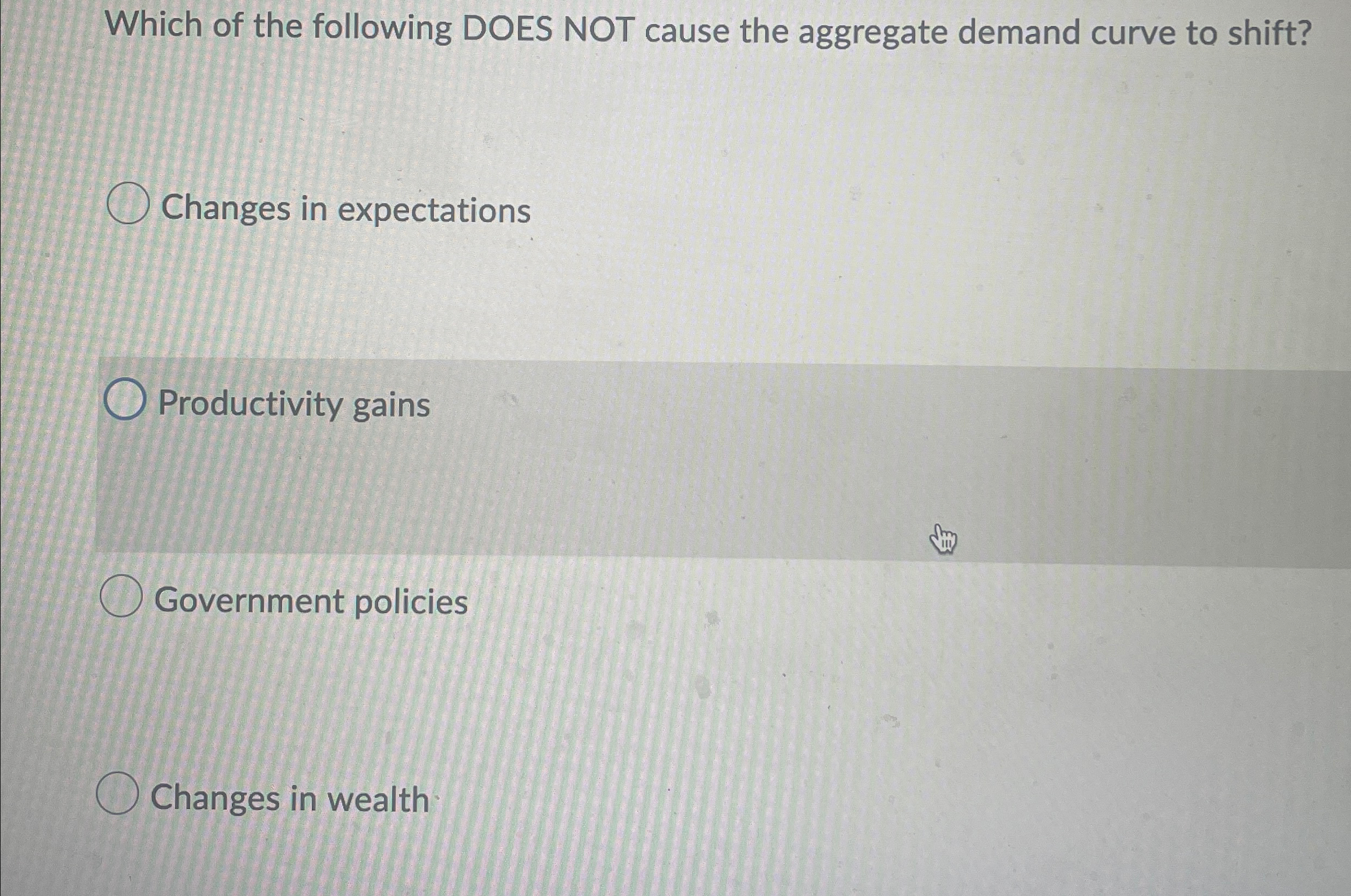 Solved Which of the following DOES NOT cause the aggregate | Chegg.com