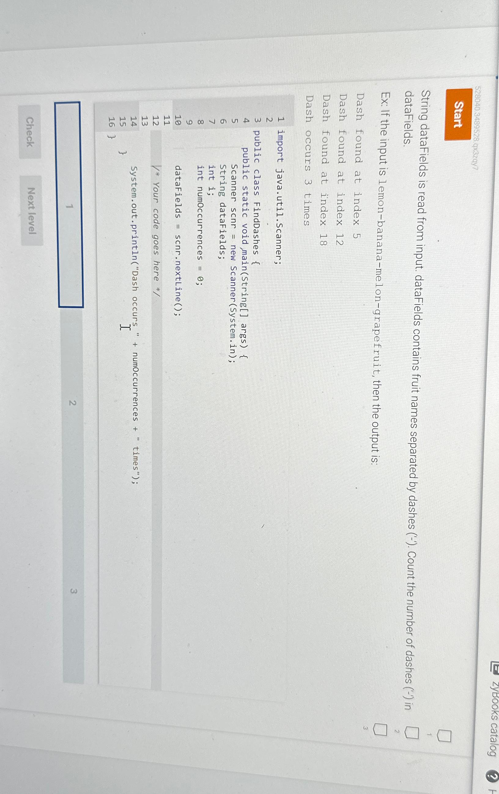 Solved ZyBooks catalogString dataFields is read from input