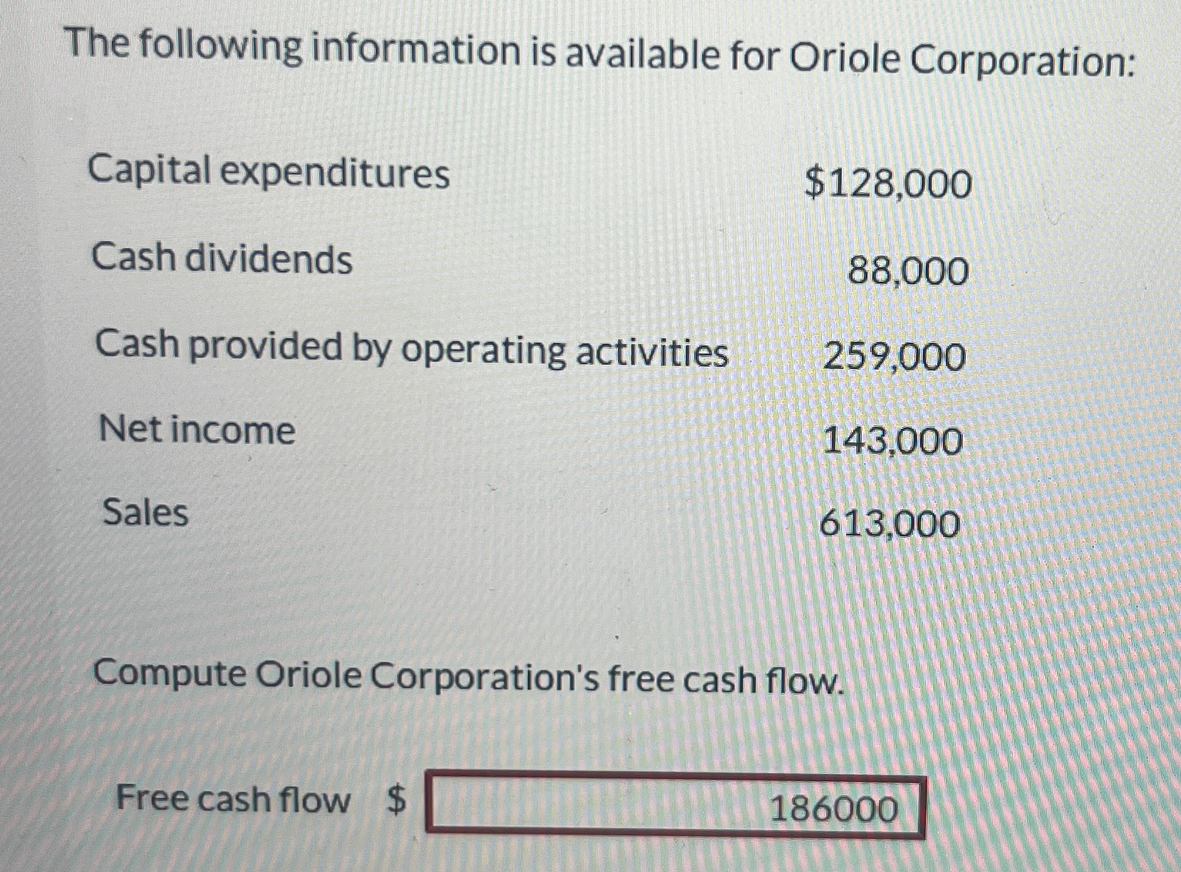 Solved The following information is available for Oriole | Chegg.com