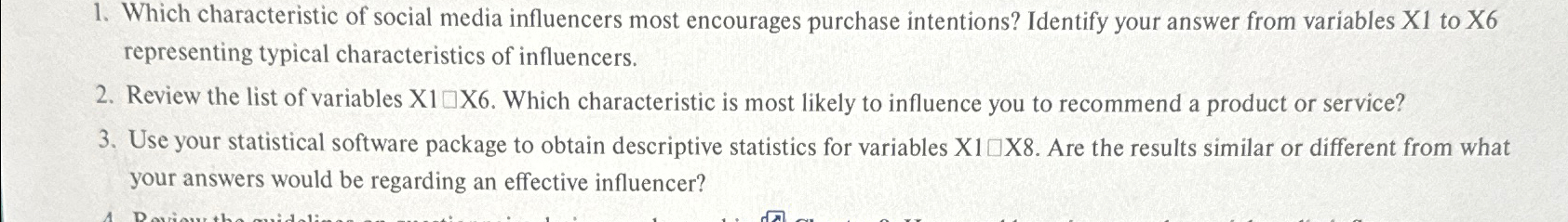 Solved Which characteristic of social media influencers most | Chegg.com
