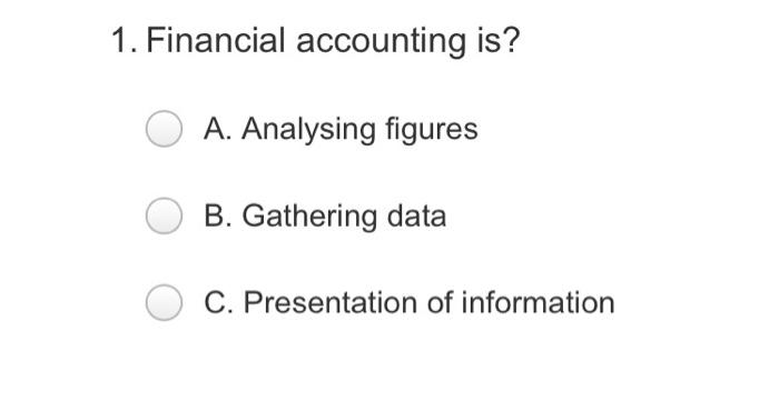 Solved 1. Financial Accounting Is? A. Analysing Figures B. | Chegg.com