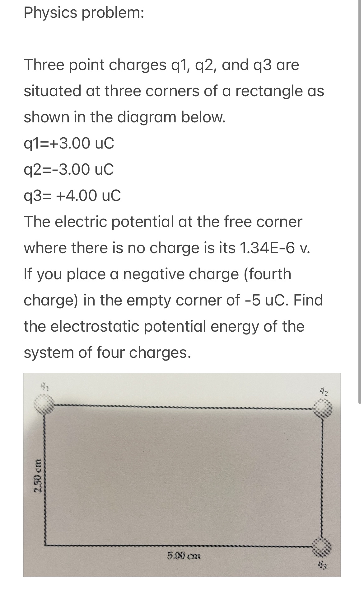 Solved Physics Problem Three Point Charges Q1 Q2 ﻿and Q3