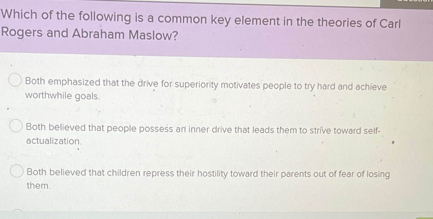 Solved Which of the following is a common key element in the | Chegg.com
