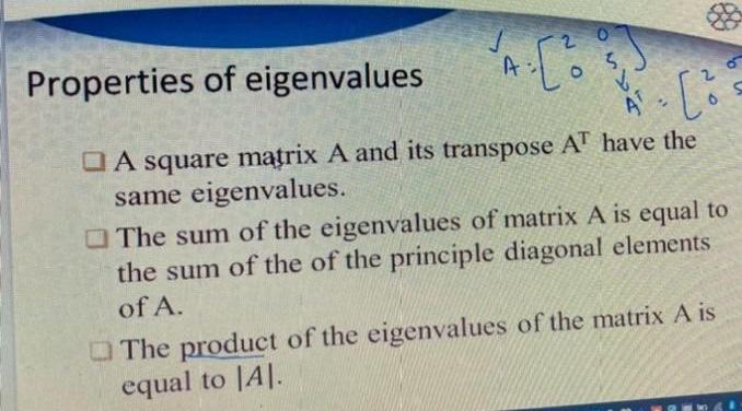 Solved A Properties of eigenvalues [ tos .[ A square matrix | Chegg.com