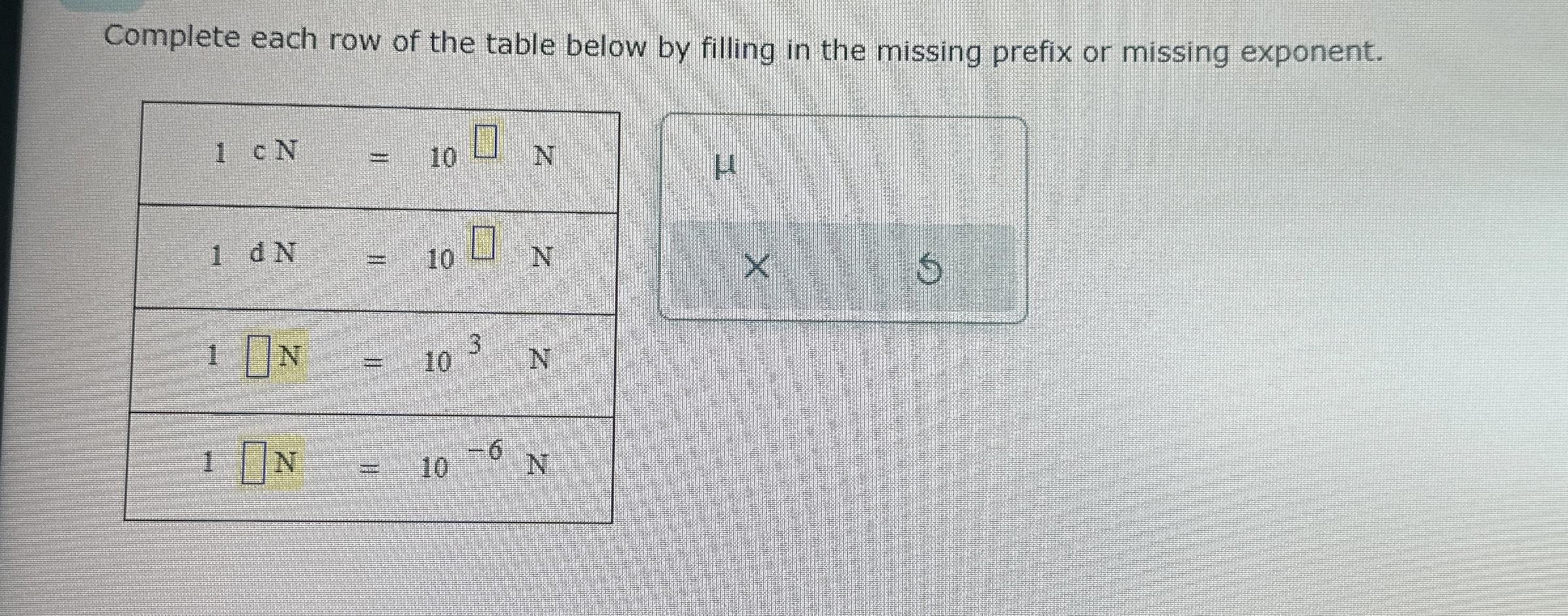 Solved Complete each row of the table below by filling in | Chegg.com