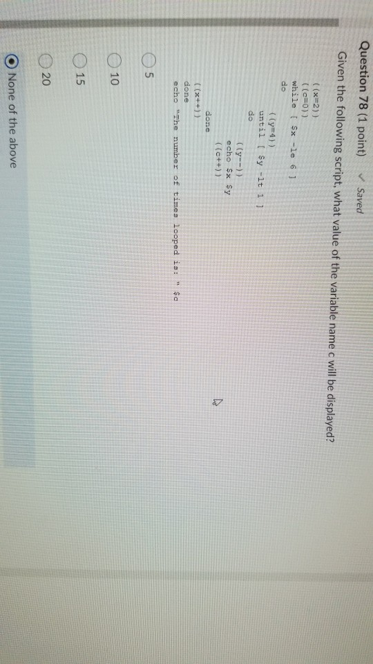 Solved Question 78 (1 point) Saved Given the following | Chegg.com