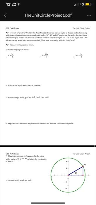 Solved 12:22 4G TheUnitCircleProject.pdf CISE PC The article | Chegg.com