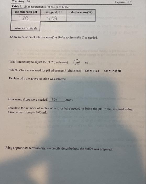 Solved Part 2. Preparation of a Buffer Calculations for