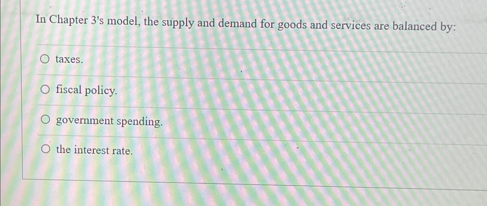 Solved In Chapter 3's model, the supply and demand for goods | Chegg.com