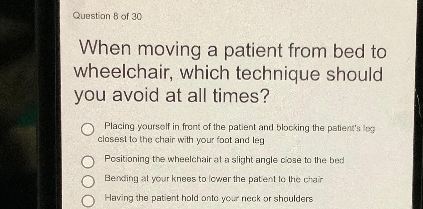 Solved Question 8 ﻿of 30When moving a patient from bed to