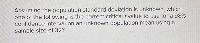 Solved Assuming the population standard deviation is | Chegg.com
