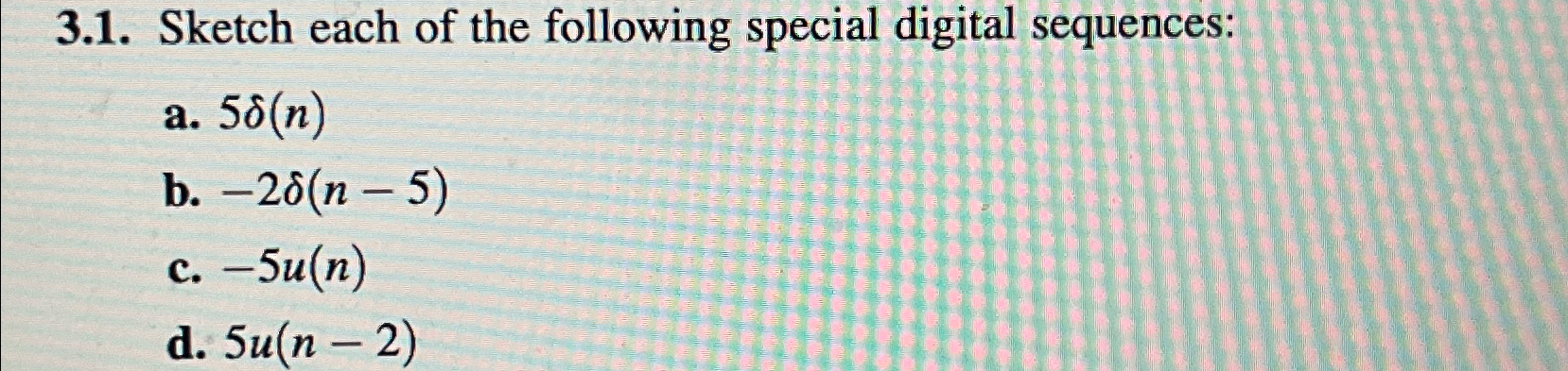 Solved 3.1. ﻿Sketch each of the following special digital | Chegg.com