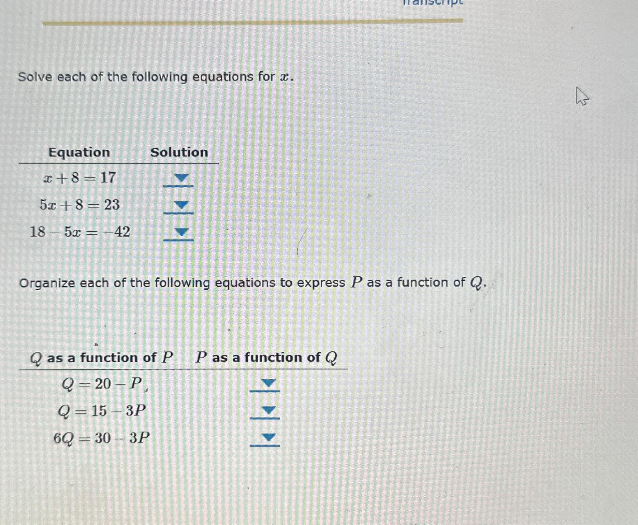 Solved Solve each of the following equations for