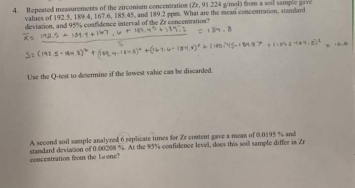 Solved 4. Repeated measurements of the zirconium | Chegg.com