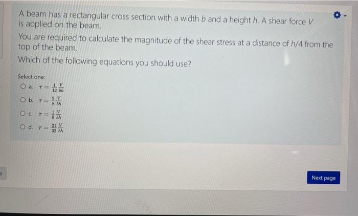 Solved A beam has a rectangular cross section with a width b | Chegg.com