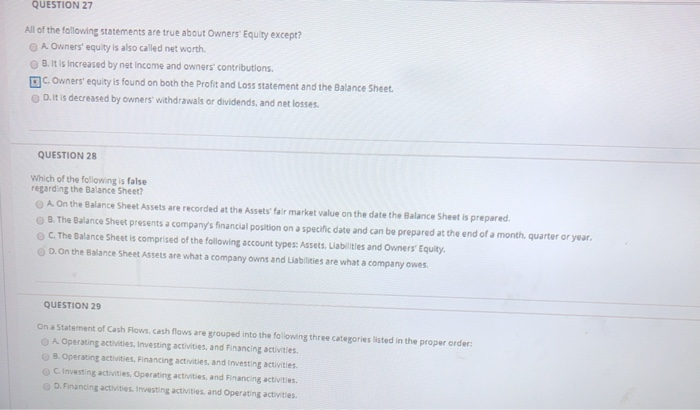 Solved QUESTION 27 All of the following statements are true | Chegg.com