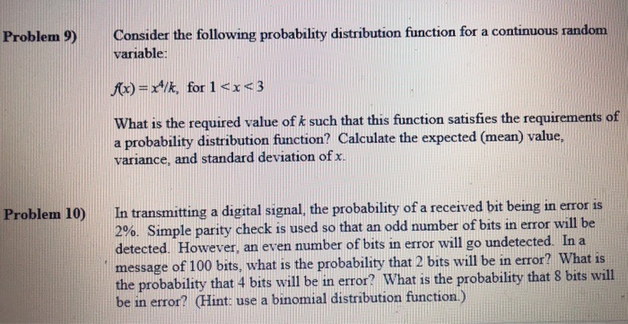 Solved Problem 9) Consider The Following Probability | Chegg.com