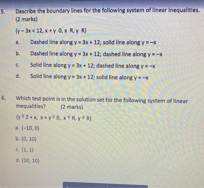 Solved 5. Describe the boundary lines for the following | Chegg.com