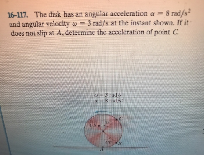 Solved 16-117. The disk has an angular acceleration « = 8 | Chegg.com
