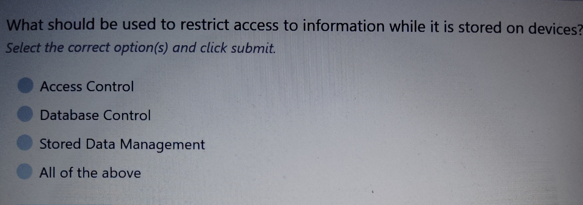 Solved What should be used to restrict access to information | Chegg.com