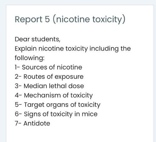 Toxicity and Antidotes