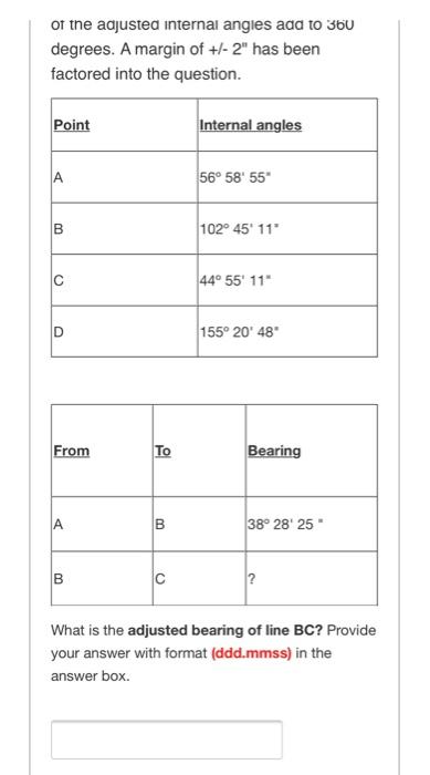 Solved of the adjustea internal angles and to 360 degrees. A | Chegg.com