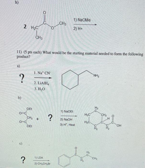 Solved 10) (5 pts each) Please give the expected product | Chegg.com