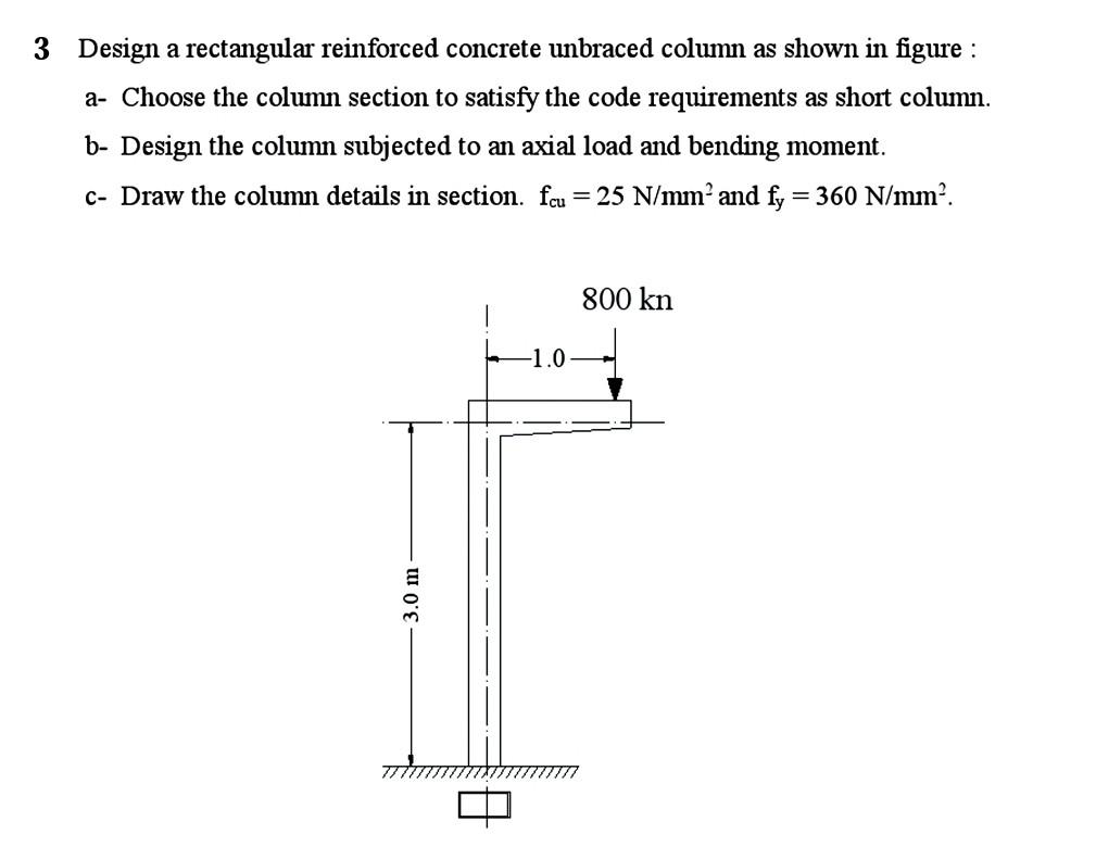 Solved 3 Design A Rectangular Reinforced Concrete Unbraced | Chegg.com