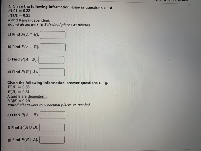 Solved 2) Given the following information, answer questions | Chegg.com
