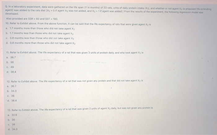 Q. In a laboratory experiment, data were gathered on | Chegg.com