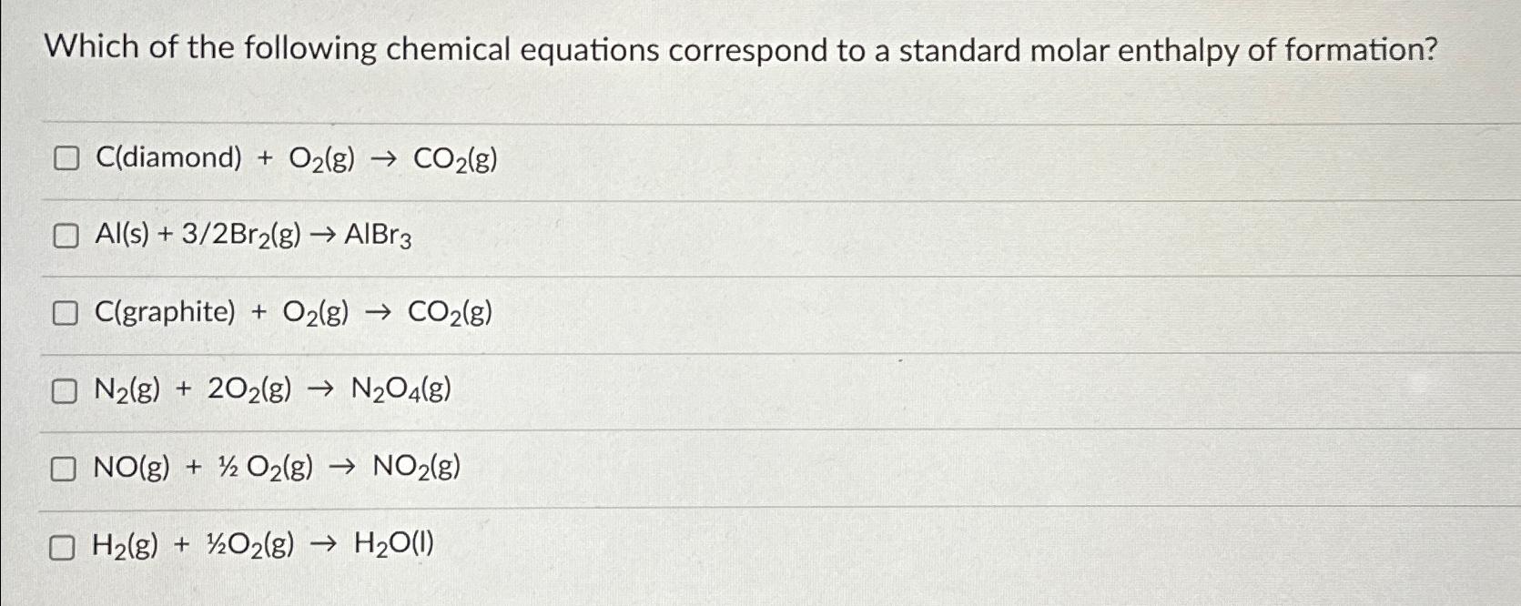 Solved Which of the following chemical equations correspond | Chegg.com
