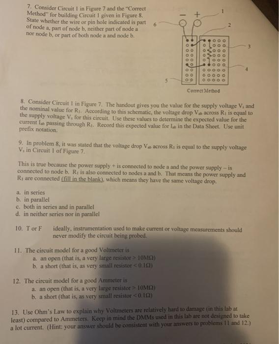 Solved 7. Consider Circuit I in Figure 7 and the "Correct | Chegg.com