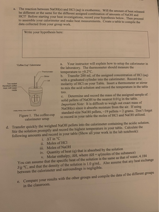 a. The reaction between NaOH(s) and HCl(aq) is | Chegg.com