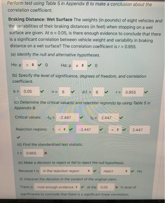 Solved Perform test using Table 5 in Appendix B to make a | Chegg.com