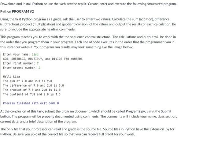 Solved Download and install Python or use the web service | Chegg.com