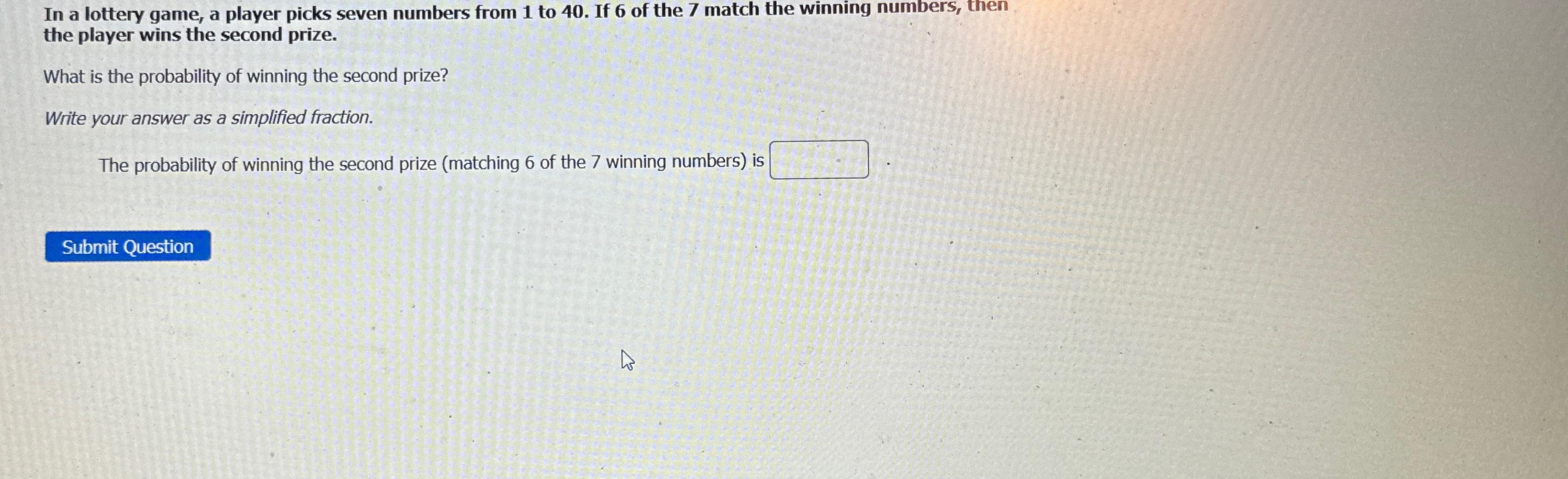 Solved In a lottery game, a player picks seven numbers from | Chegg.com