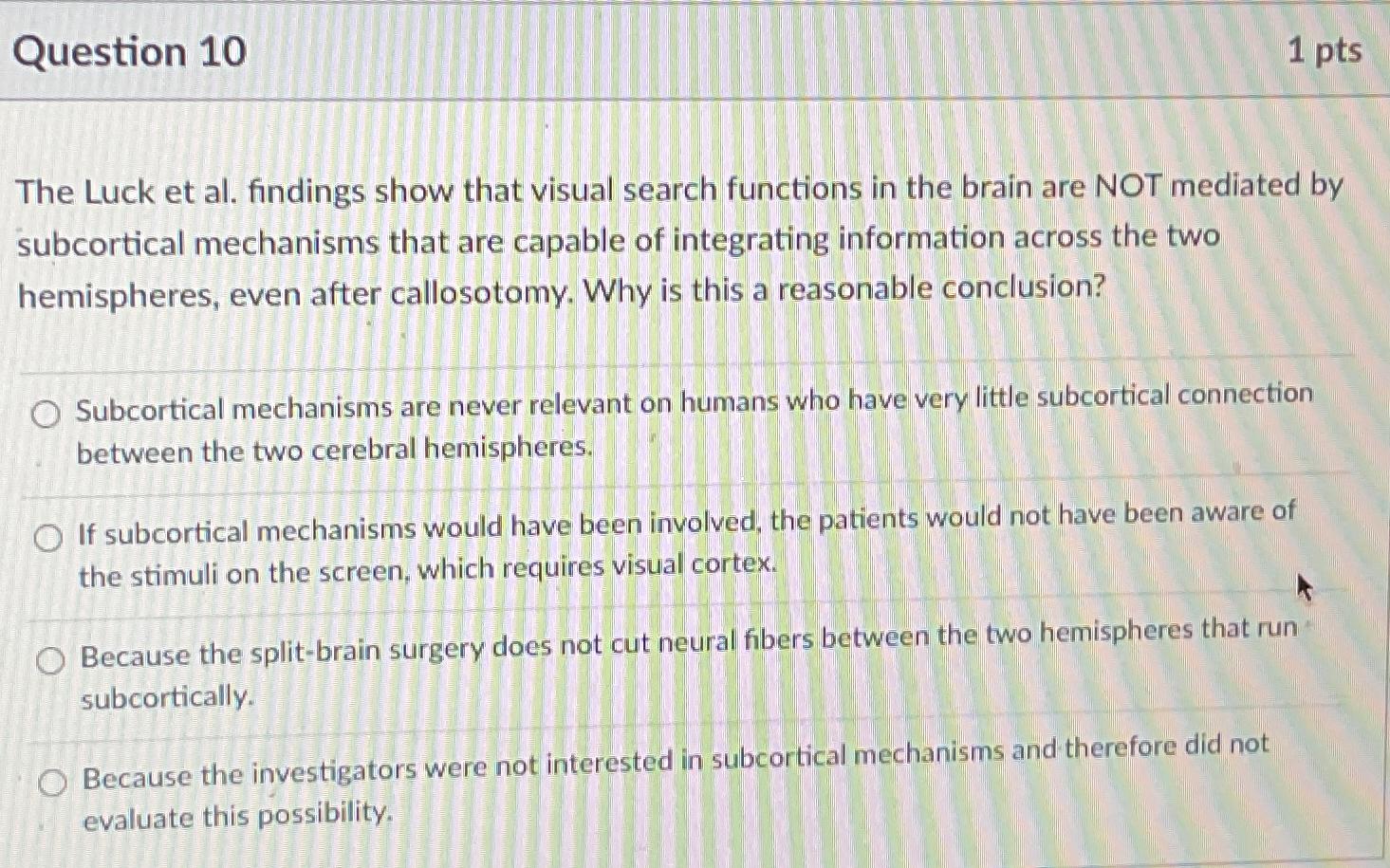 Solved Question 101ptsThe Luck et al. ﻿findings show that | Chegg.com