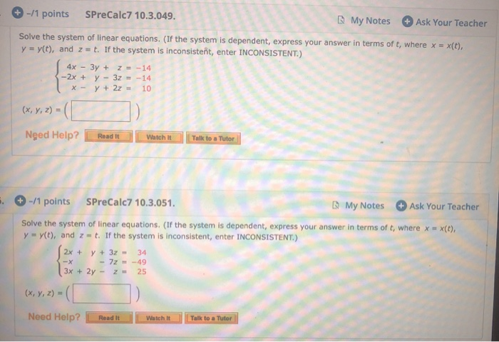 Solved + -/1 points SPreCalc7 10.3.049. My Notes + Ask Your | Chegg.com