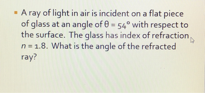 Solved A ray of light in air is incident on a flat piece of | Chegg.com