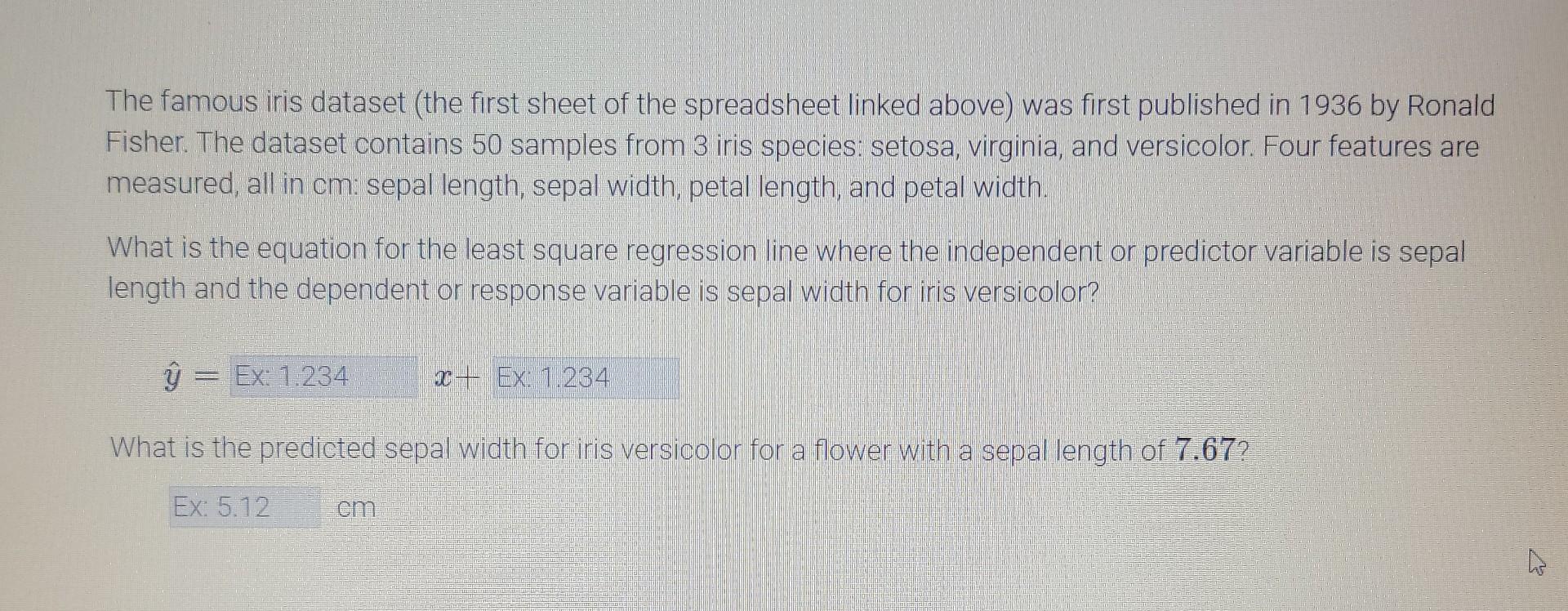 Solved The famous iris dataset (the first sheet of the | Chegg.com