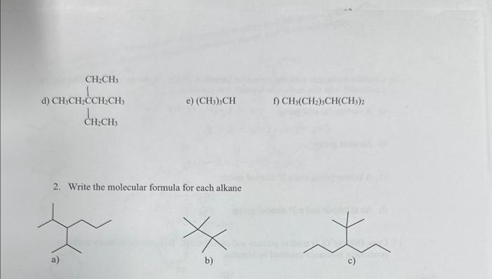 Solved 1. For each condensed structural formula, write a | Chegg.com