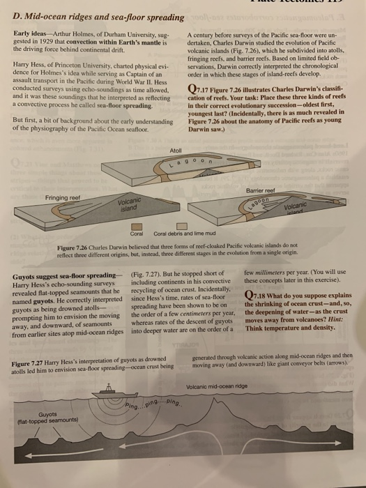Solved D Mid Ocean Ridges And Sea Floor Spreading Early
