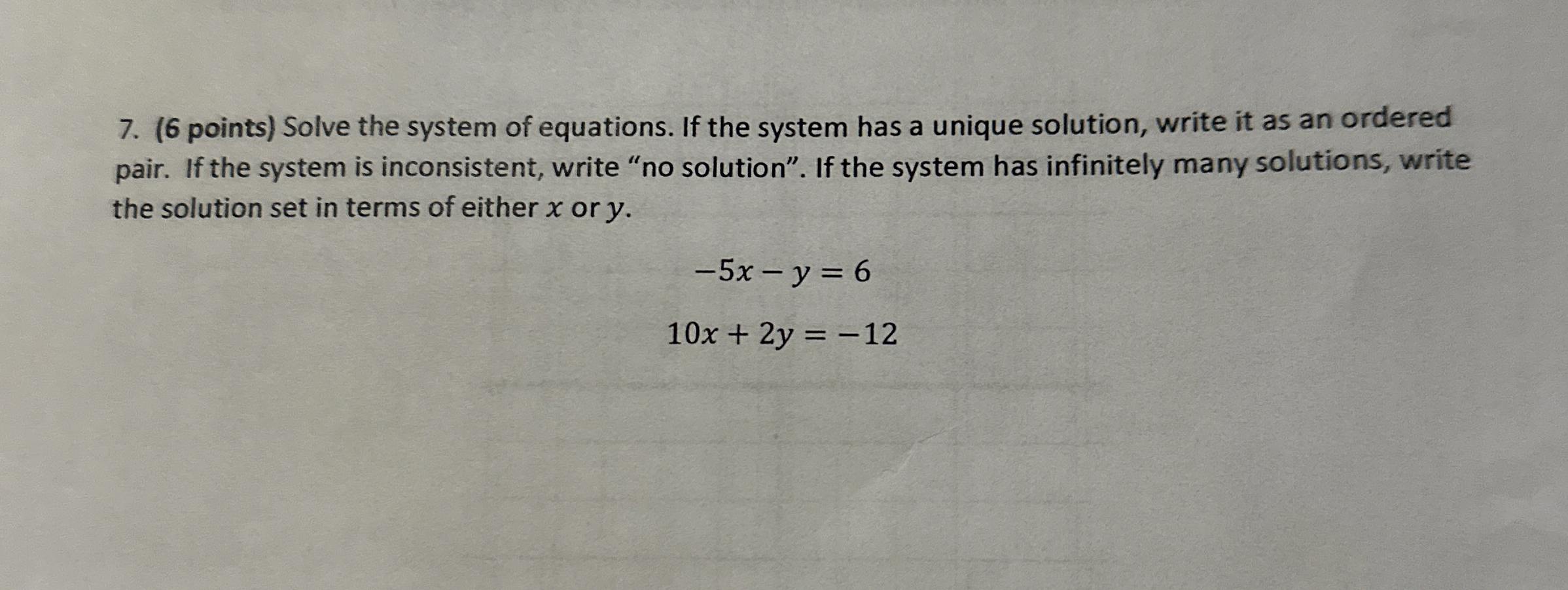 Solved ( 6 ﻿points) ﻿Solve the system of equations. If the | Chegg.com