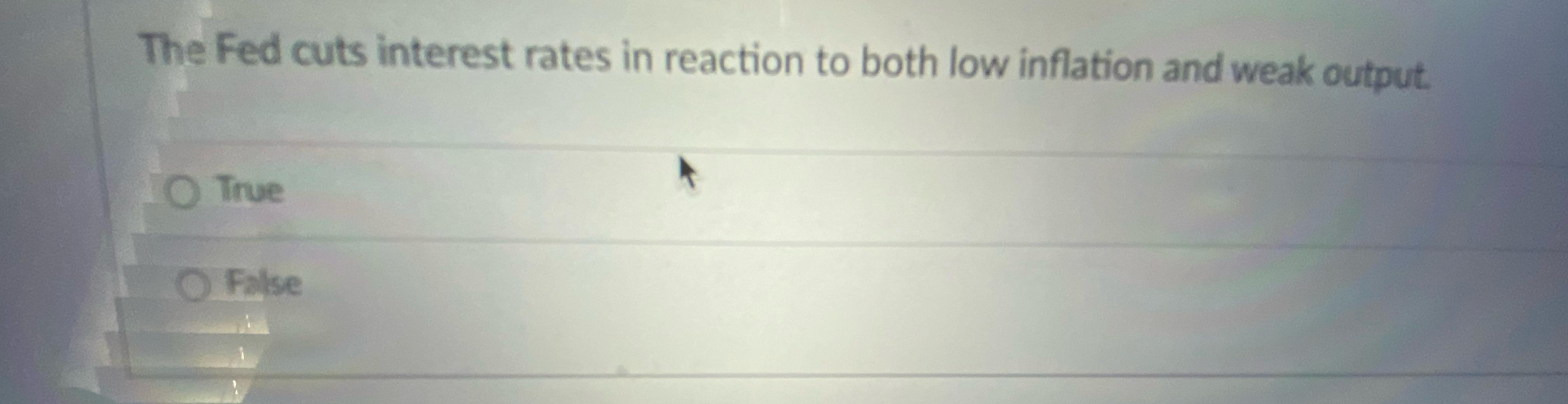 Solved The Fed Cuts Interest Rates In Reaction To Both Low | Chegg.com