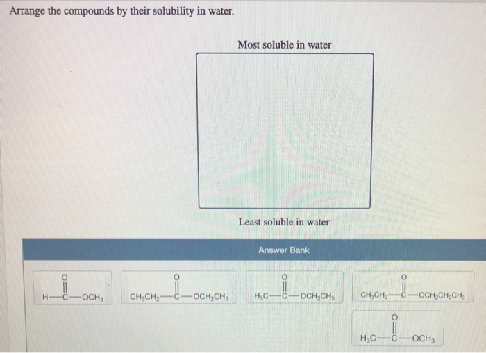 Solved Arrange the compounds by their solubility in water.