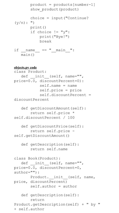 Solved product_viewer.py code from objects import Product, | Chegg.com